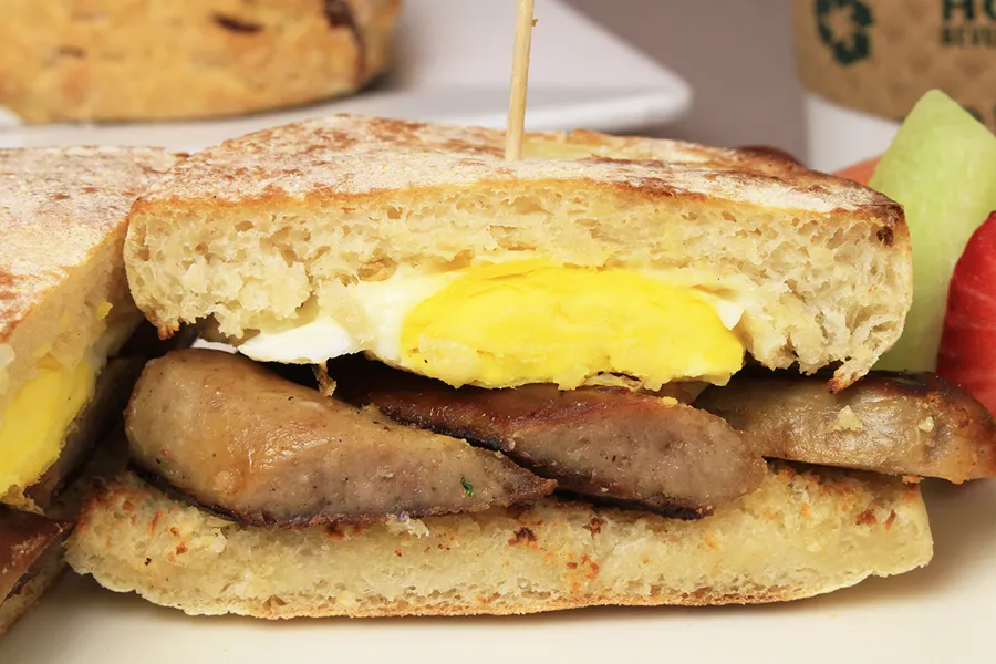 Sausage and egg breakfast sandwich