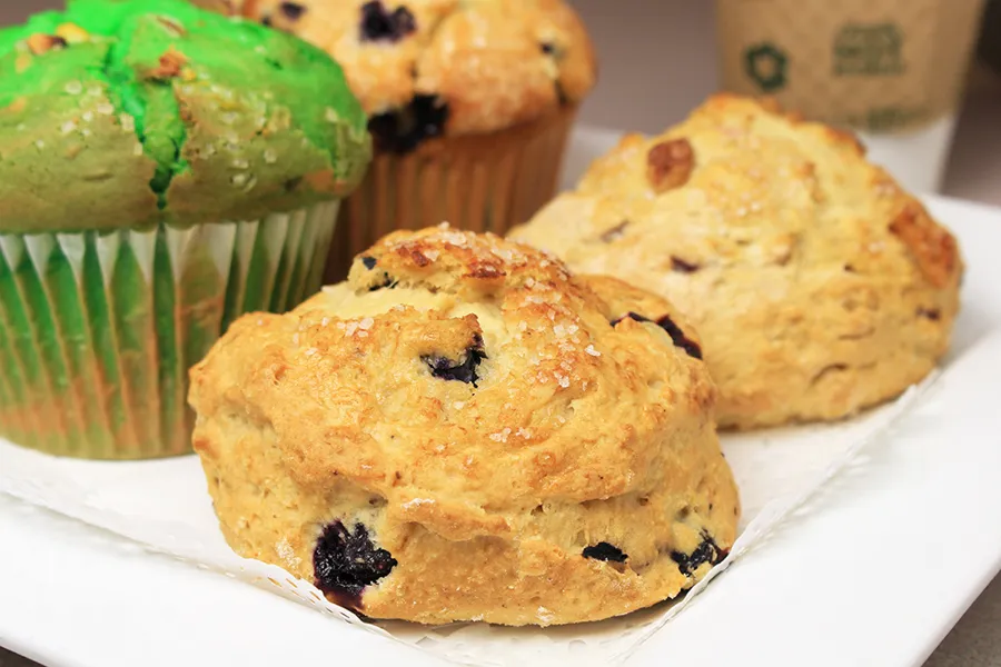 Fresh baked muffins and scones